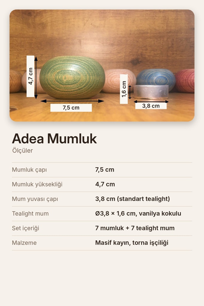 Adea Mumluk - ölçüler
